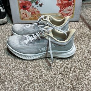 Hoka Gray and Cream Athletic Shoes